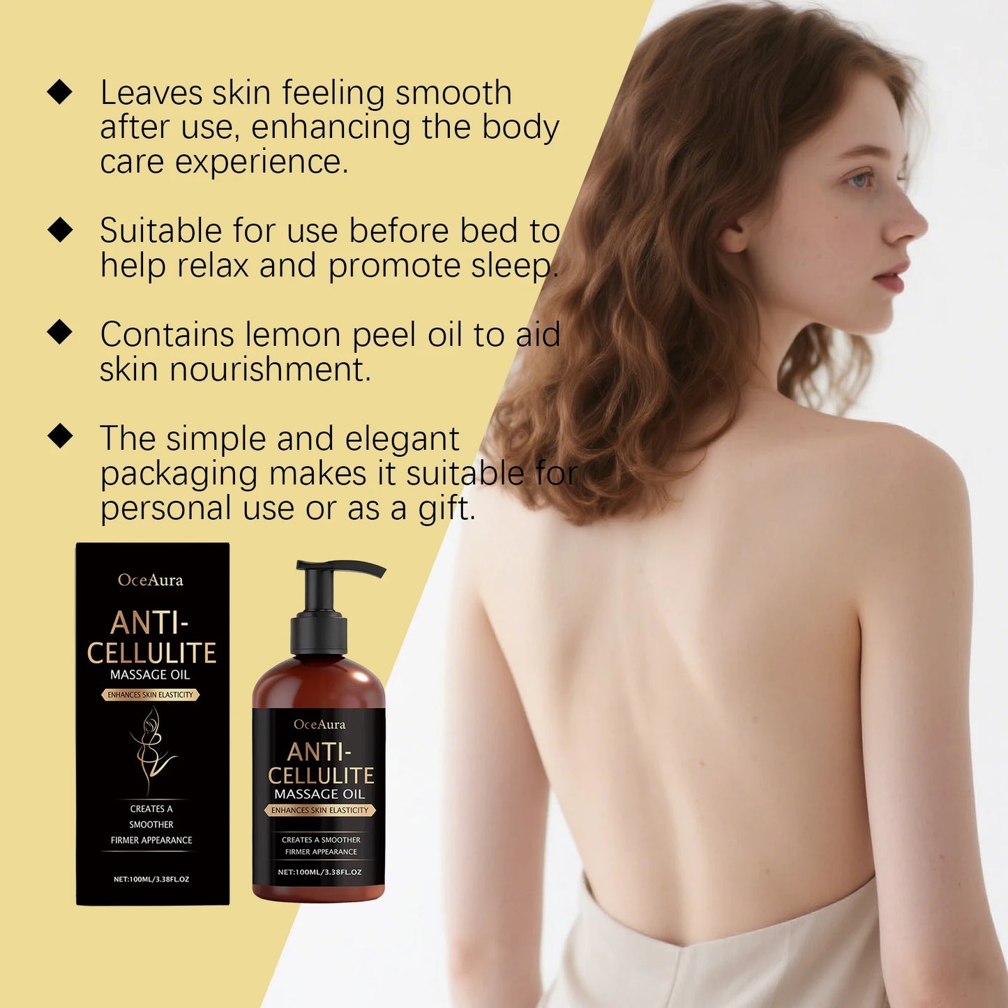 Revitalize Your Skin with OceAura Anti-Cellulite Body Massage Oil - Grapefruit Essential Oil for Tightening and Moisturizing - 100ml